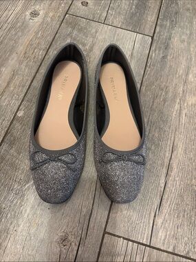 Primark Glitter Grey Bow Ballet Flats